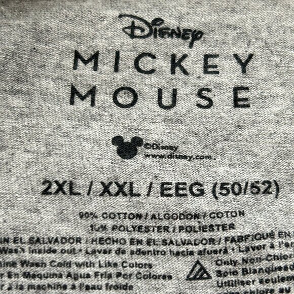 Disney Mickey Mouse T Shirt Retro Short Sleeve Heather Gray Adults Plus Size 2XL - Picture 6 of 15